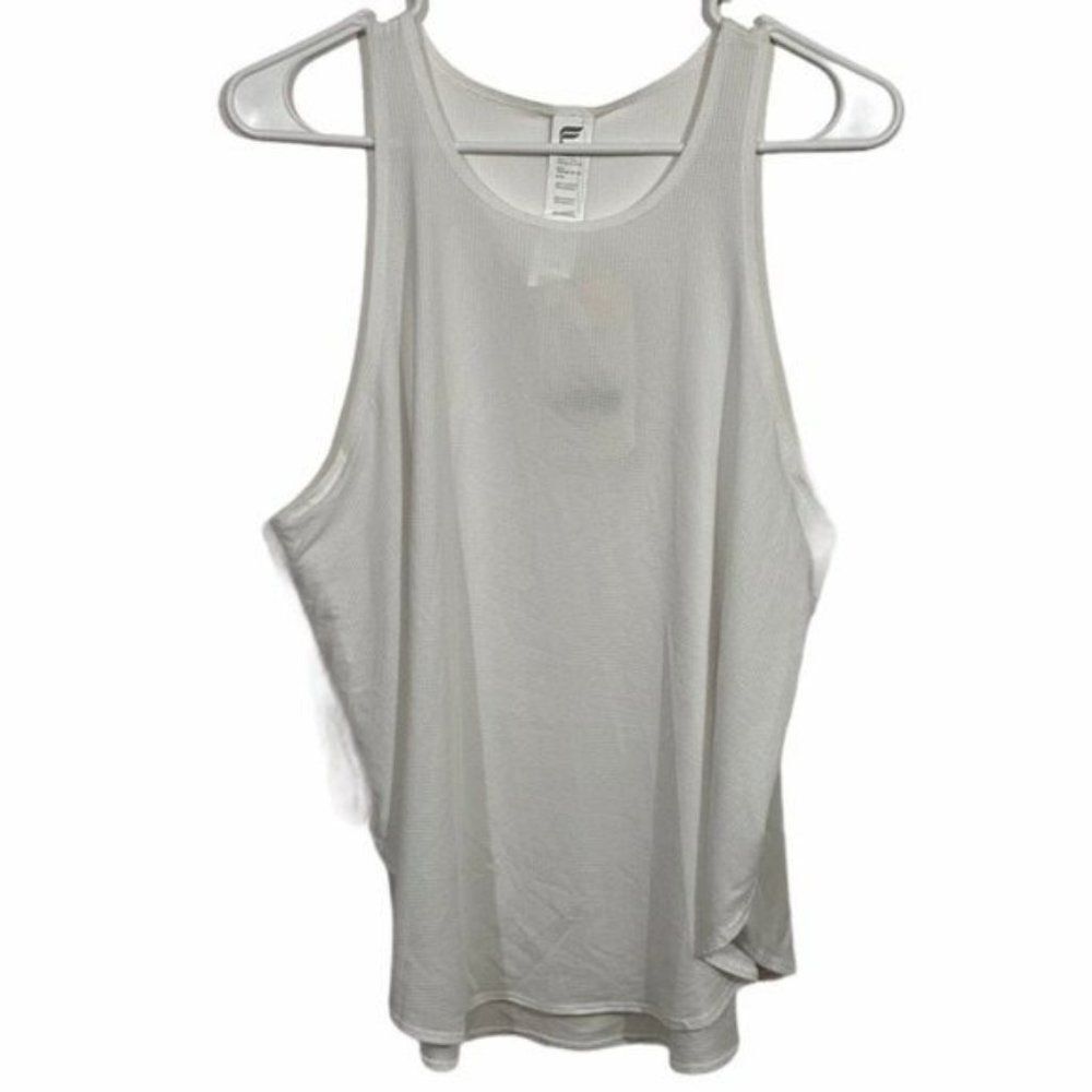 NWT Fabletics White Mesh Split Athletic Tank Top